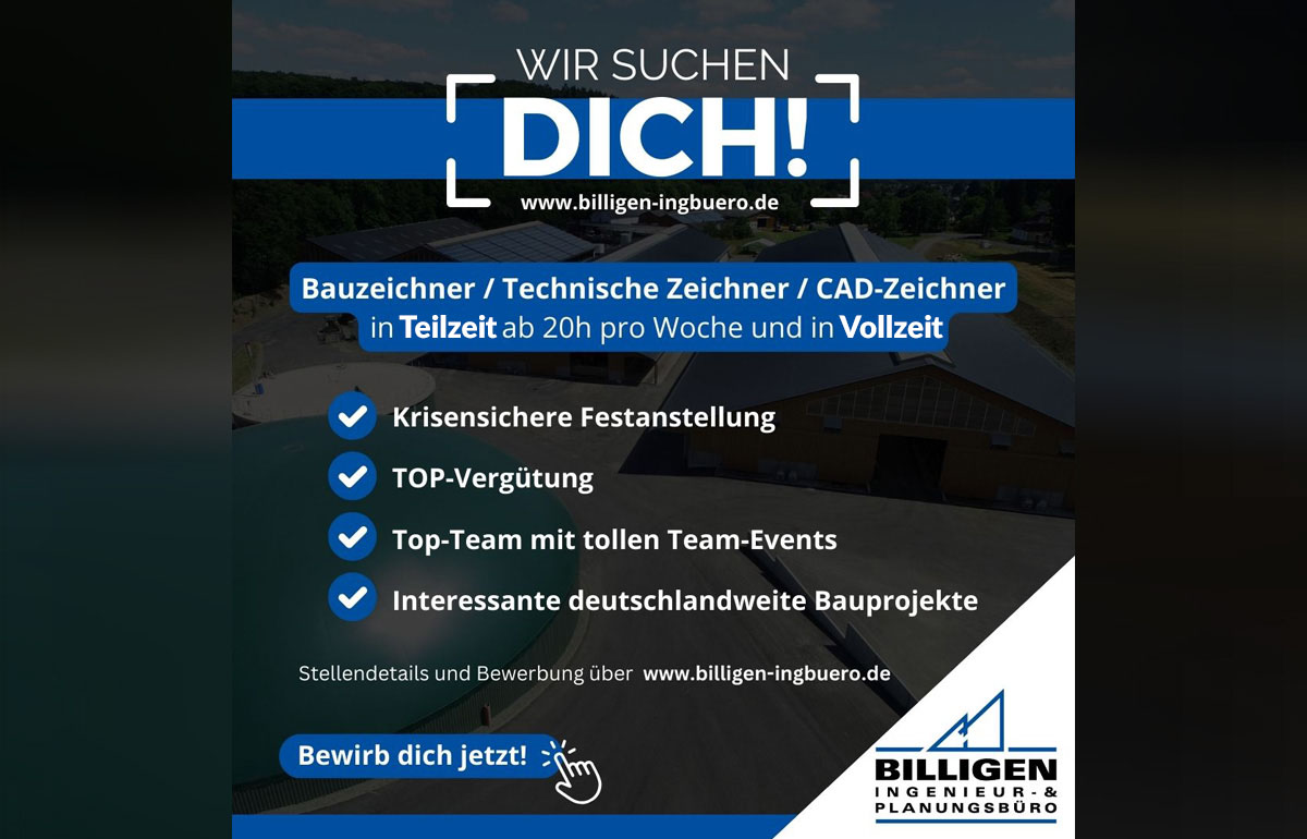 Wir suchen Dich! Stellenanzeige Bauzeichner / Technische Zeichner / CAD-Zeichner (m/w/d) - Billigen Ingenieur- & Planungsbüro 
